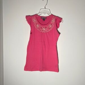 Pink Flutter Sleeve Blouse